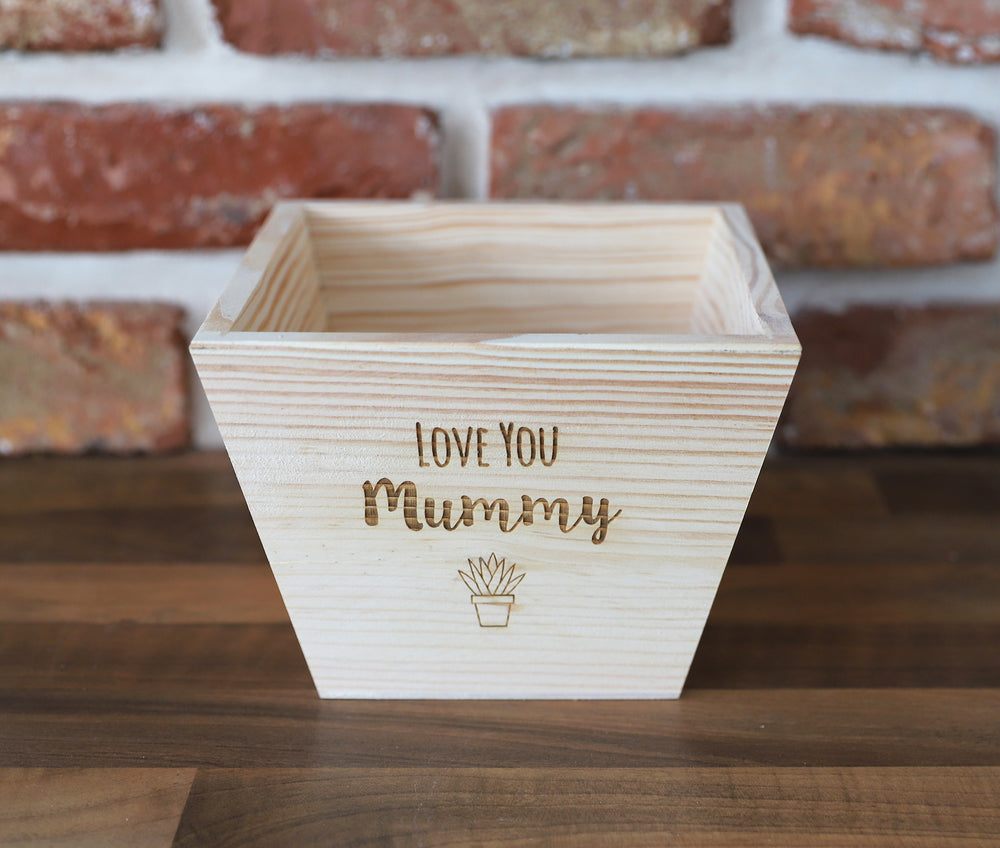 
                  
                    Personalised "Love You" Plant Pot - Wooden
                  
                