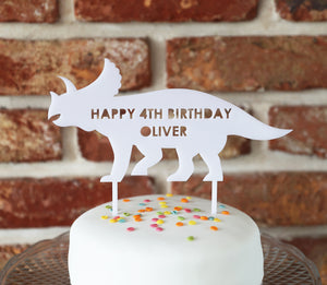 
                  
                    Personalised Dinosaur Birthday Cake Topper - White Acrylic
                  
                