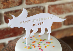 
                  
                    Personalised Dinosaur Birthday Cake Topper - White Acrylic
                  
                