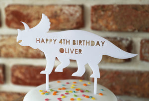 
                  
                    Personalised Dinosaur Birthday Cake Topper - White Acrylic
                  
                