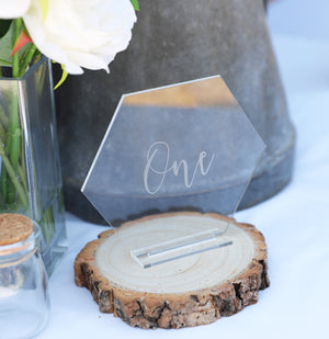 
                  
                    Hexagonal Wedding Table Numbers - Clear Acrylic
                  
                