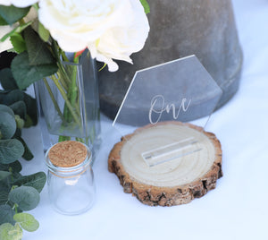 
                  
                    Hexagonal Wedding Table Numbers - Clear Acrylic
                  
                