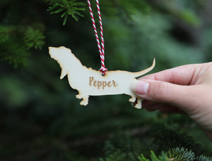 
                  
                    Personalised Basset Hound Dog Christmas Decoration - Wooden
                  
                