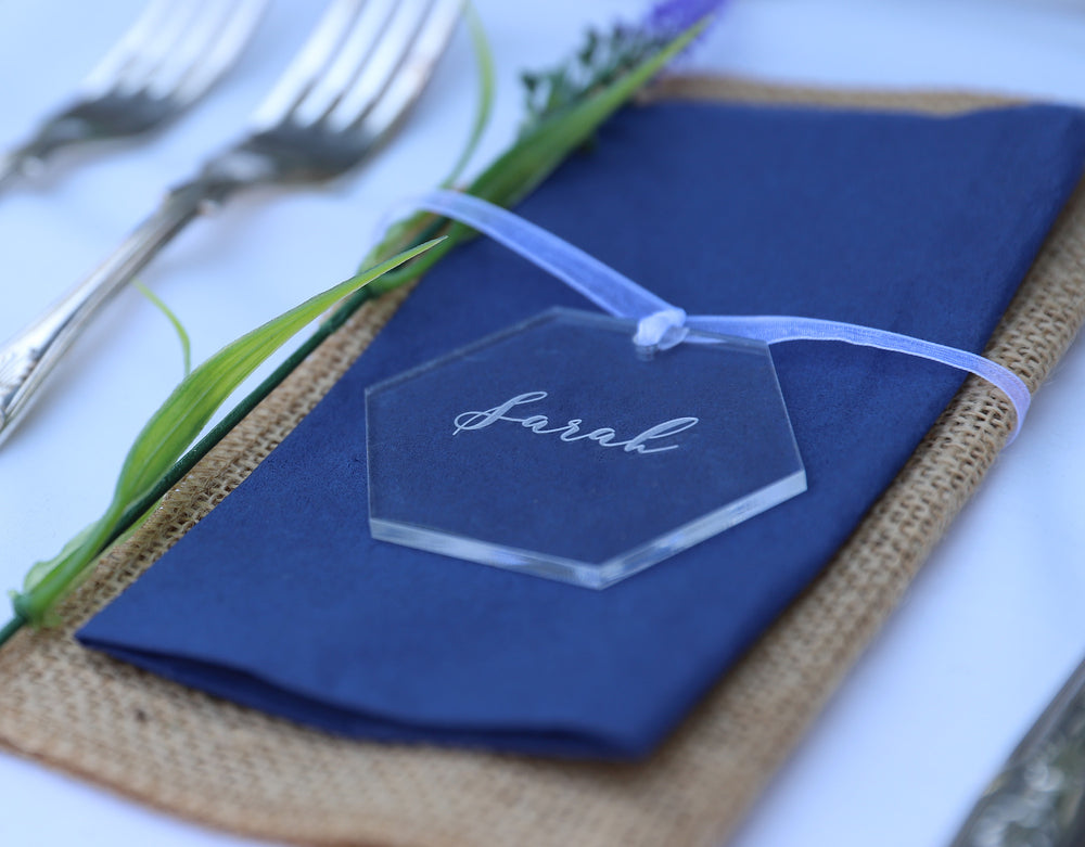 
                  
                    Personalised Hexagonal Wedding Place Setting - Clear Acrylic
                  
                