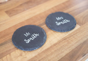 
                  
                    Personalised Mr & Mrs Coasters - Slate
                  
                