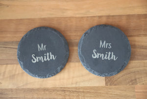 
                  
                    Personalised Mr & Mrs Coasters - Slate
                  
                