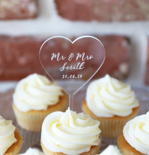 
                  
                    Personalised Mr and Mrs Cupcake Topper - Clear Acrylic
                  
                