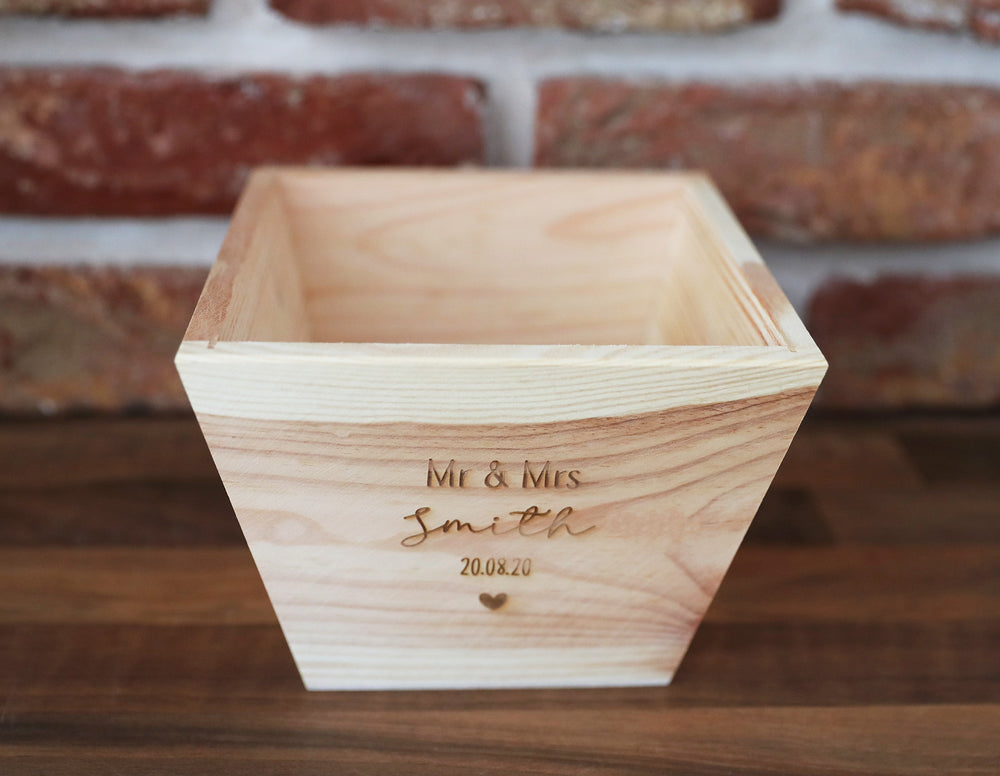 
                  
                    Personalised Mr and Mrs Plant Pot - Wooden
                  
                