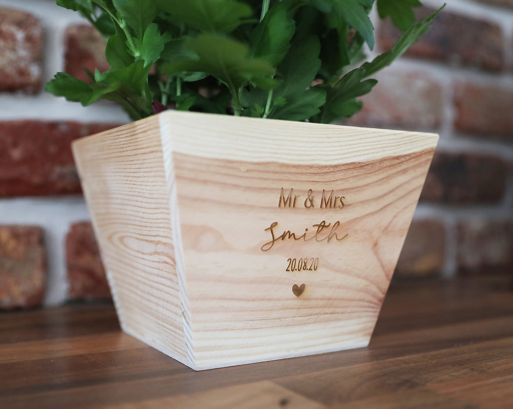 
                  
                    Personalised Mr and Mrs Plant Pot - Wooden
                  
                