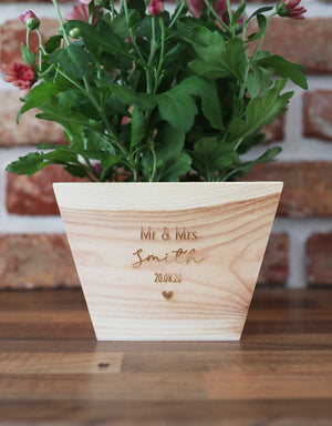 
                  
                    Personalised Mr and Mrs Plant Pot - Wooden
                  
                