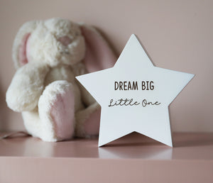 
                  
                    "Dream Big" White Star Decoration - Wooden
                  
                