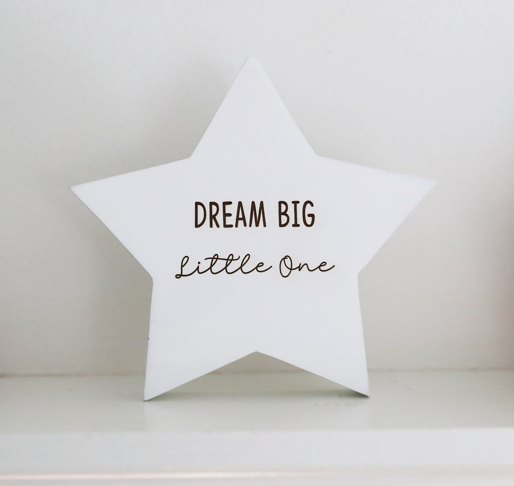 
                  
                    "Dream Big" White Star Decoration - Wooden
                  
                