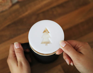 
                  
                    Christmas Tree Coffee Stencil  - White Acrylic
                  
                