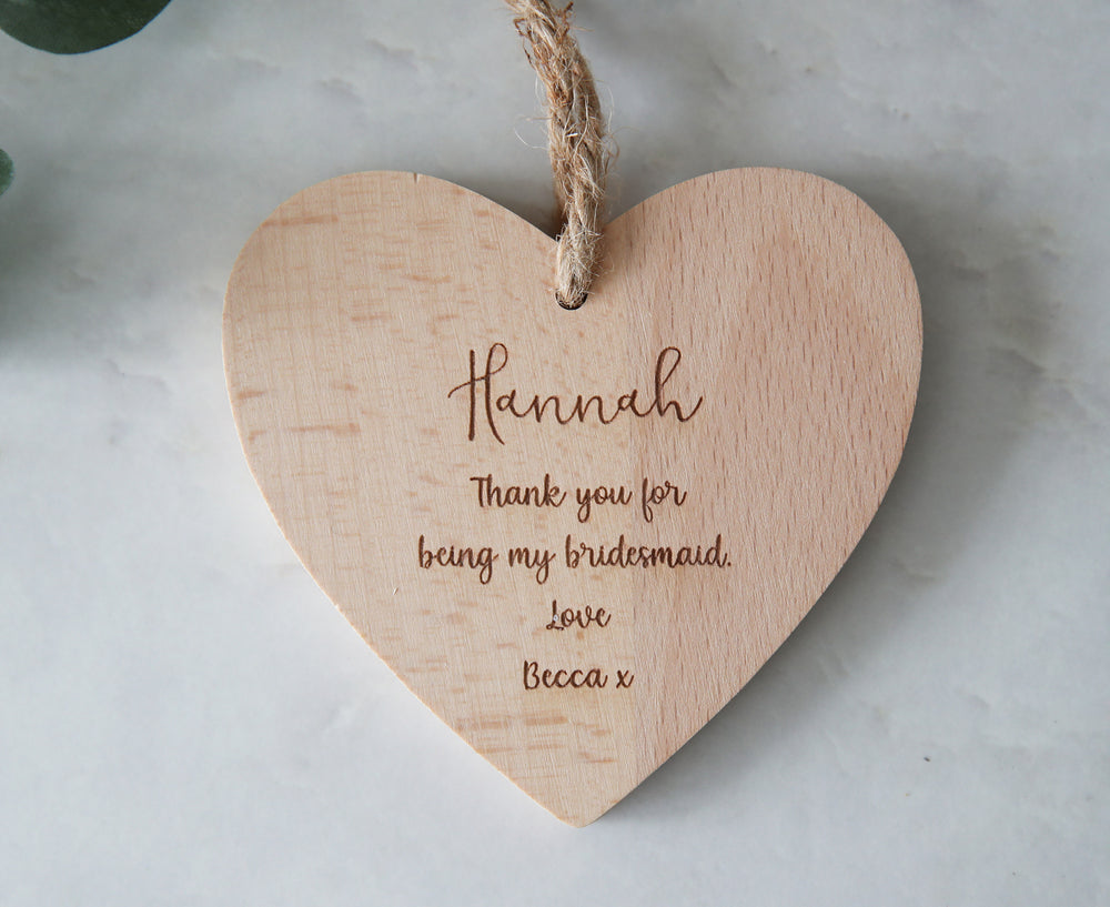 
                  
                    Personalised Wooden Heart Bridesmaid Gift
                  
                