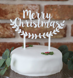 
                  
                    Merry Christmas Cake Topper - White Acrylic
                  
                