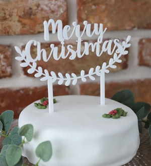 
                  
                    Merry Christmas Cake Topper - White Acrylic
                  
                