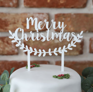 
                  
                    Merry Christmas Cake Topper - White Acrylic
                  
                