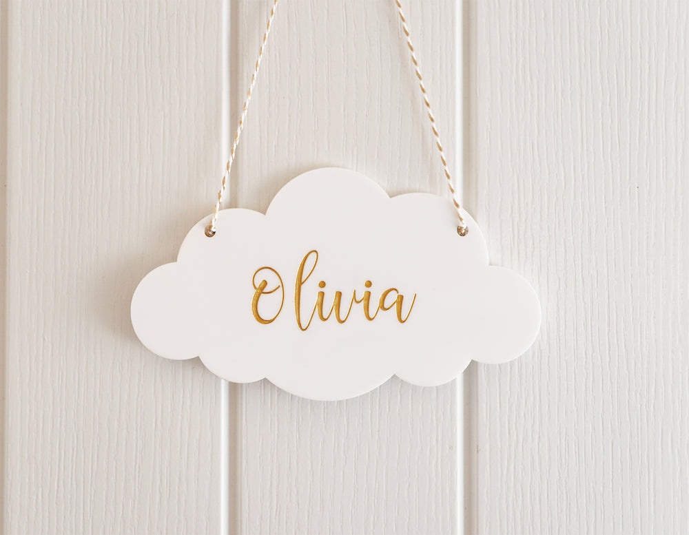 
                  
                    Personalised Cloud Sign Gold and White
                  
                